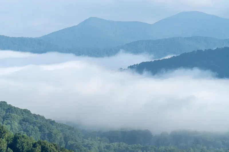 Hazy Blue Ridge ridgelines in soft light